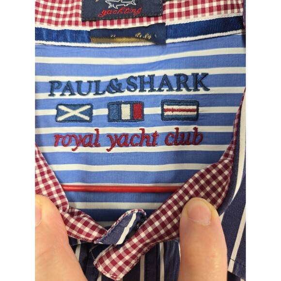 Paul & Shark Royal Yacht Club Button Down Long Sleeve Shirt Blue Stripe 3XL - Picture 4 of 9